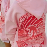 Pink Palm Puff Hoodies